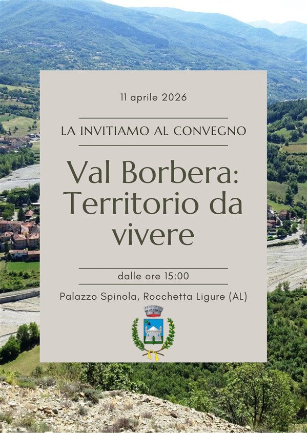 Convegno "Val Borbera: Territorio da vivere" - 11 Aprile 2026 ore 15.00 - Palazzo Spinola